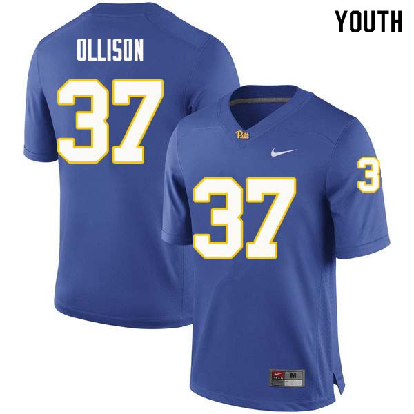 Youth #37 Qadree Ollison Pittsburgh Panthers College Football Jerseys Sale-Royal